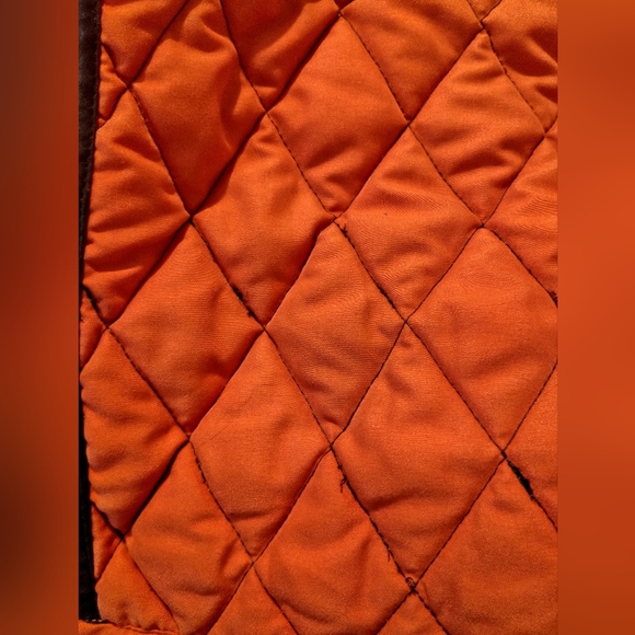 John Partridge chocolate Brown and Orange quilted full zip up comfy coat Jacket - Picture 13 of 16